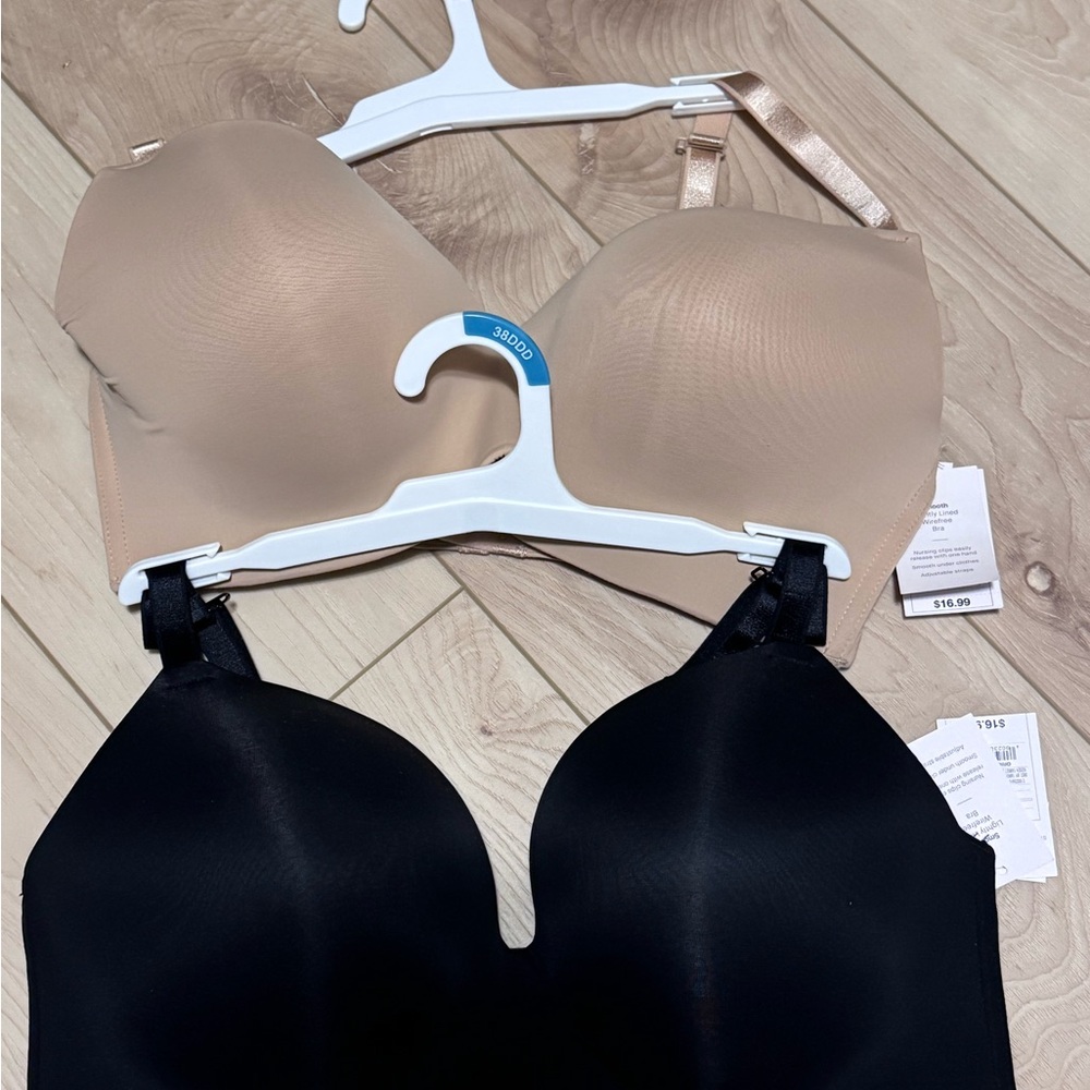 Auden Black and Tan wireless nursing bras
